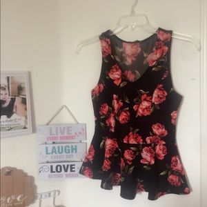 🌺Floral Print V Neck Top With A See Through Back